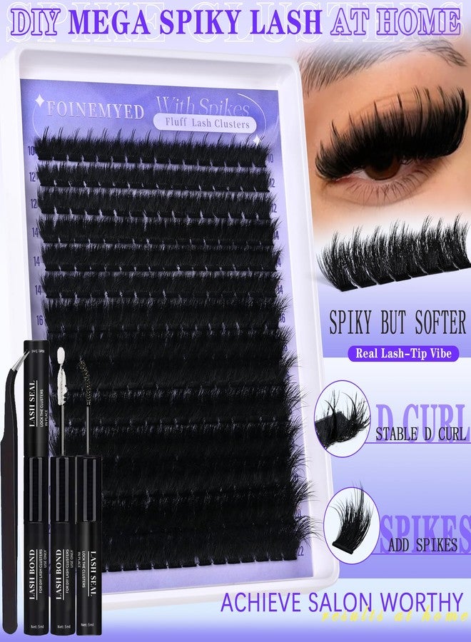 FOINEMYED Spiky Lash Clusters Kit 300D Manga Volume Lash Clusters with Spikes 10-22MM Eyelash Clusters D-Curly DIY Lash Extension Kit Dramatic Spiky Look Eyelash Extension Kit by FOINEMYED - Image 2